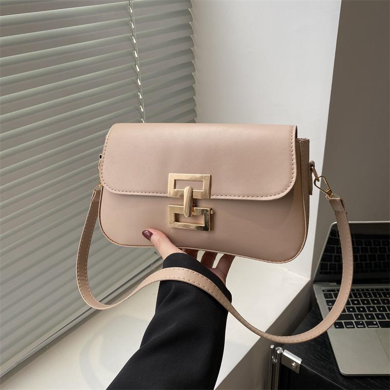 Fashion and Simple Temperament Summer New Versatile Casual Solid Color One Shoulder Crossbody Small Square Bag Woman