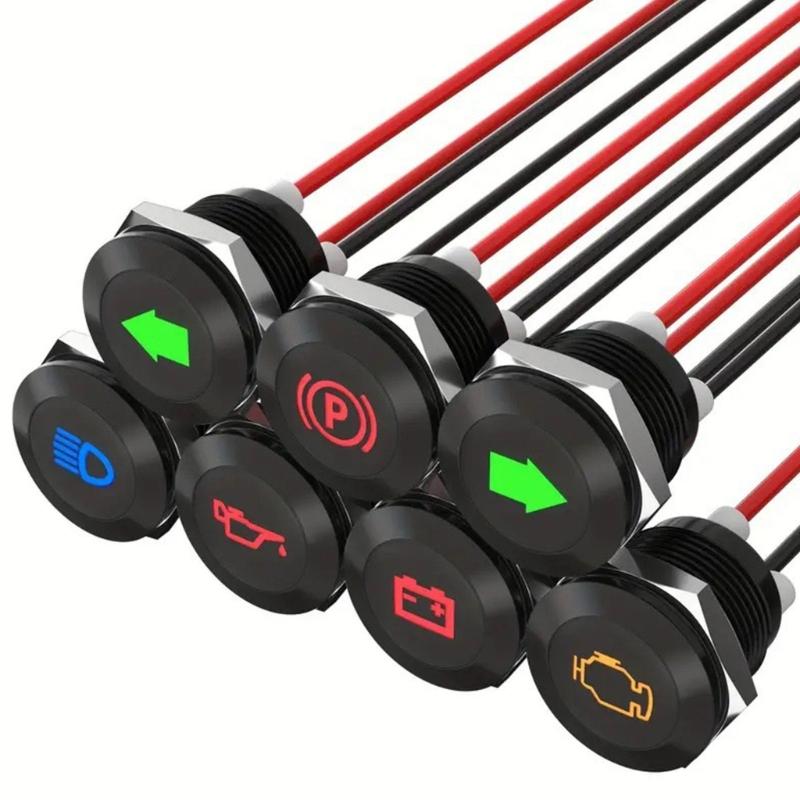 LED Car Turn Signal Indicators Light with Wire Leads Single Arrows Symbols Car Dashes Light Waterproof 12mm Metal Signal Lamp