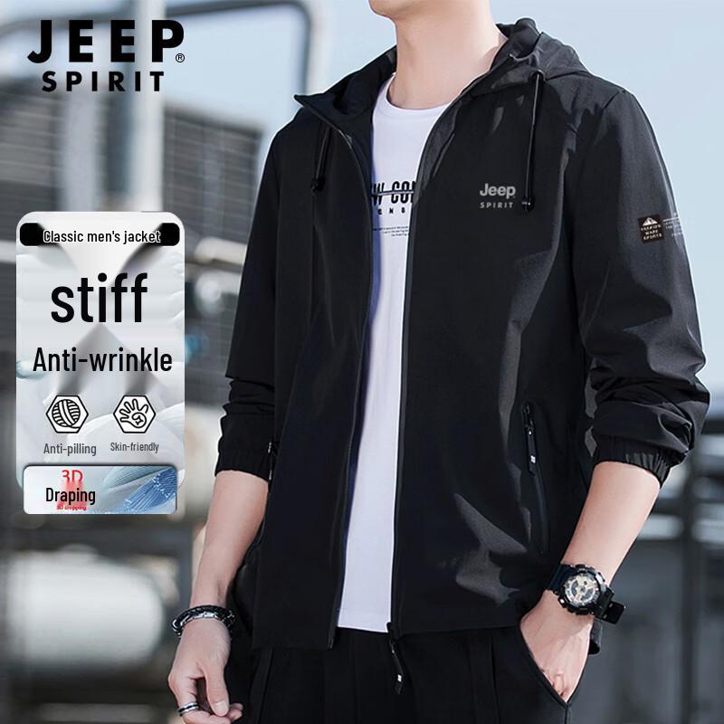 

JEEP SPIRIT Men s Hooded Windproof Casual Jacket XL