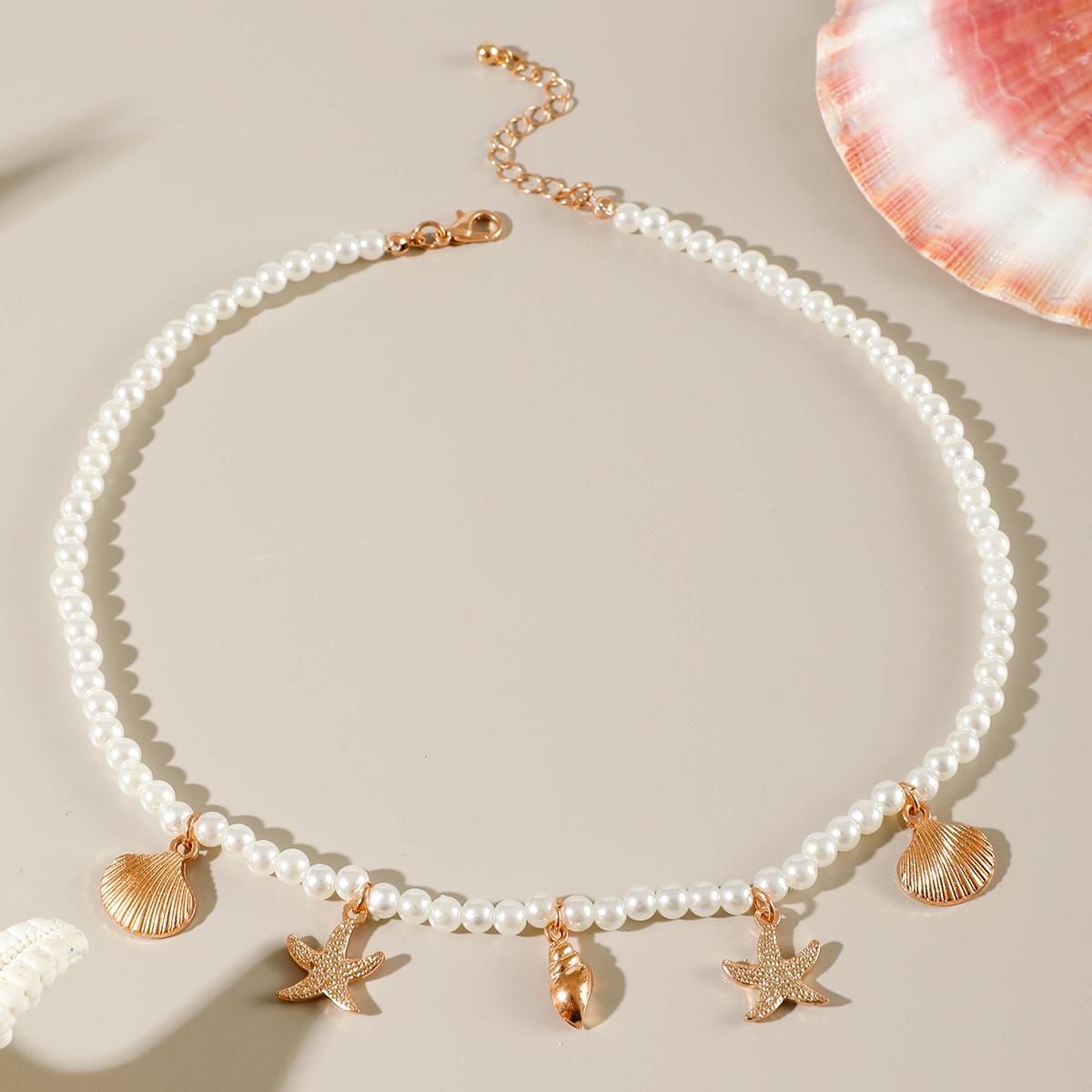 

Tocona Bohemia Starfish Shell Flower Pendant Necklace for Women Fashion Peart Stone Color Measle Necklaces Jewelry Party 26860