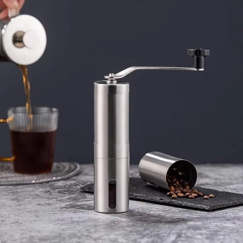 Manual Coffee Grinder Portable Stainless Steel Burr Coffee Bean Grinder with Ceramic Grinding Burr for Espresso Travel