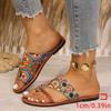 New summer ethnic style printed sandals toe design soft bottom non-slip seaside vacation outer wear women