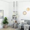 Adjustable Height Ceiling Cat Tree 225-255cm with House and Hammock, Light Grey