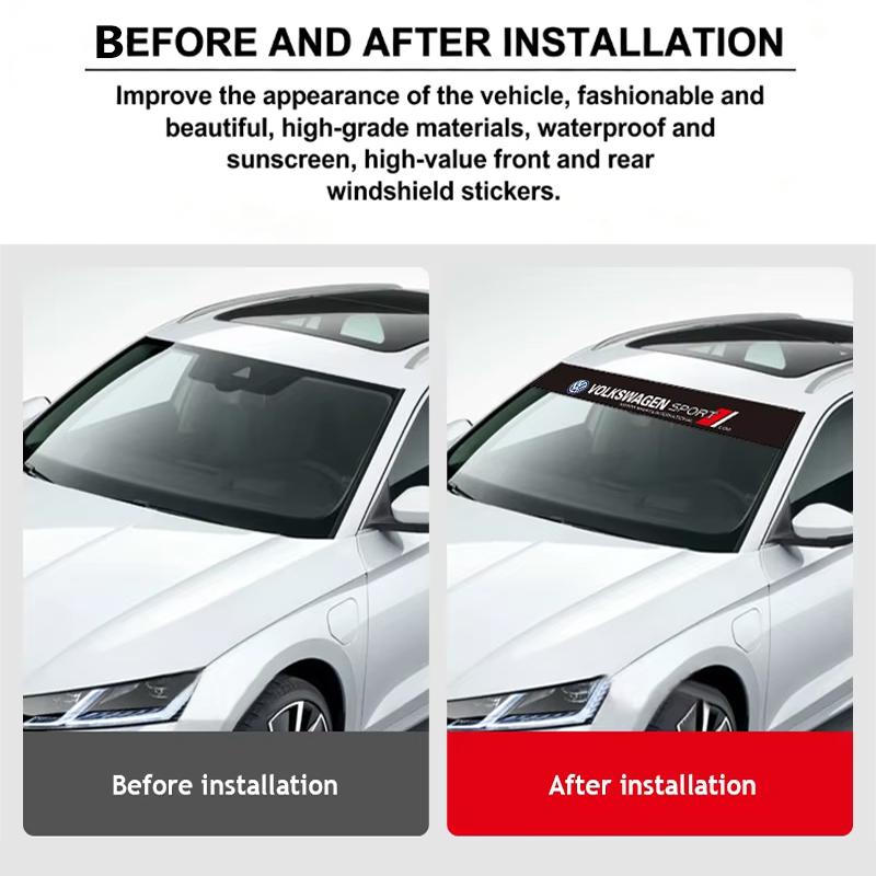 Volkswagen Car Front Rear Windshield Decoration Sticker For VW GTI Polo Golf Passat MK6 Tiguan T-ROC ID.3 Beetle CC Arteon JettaJD2