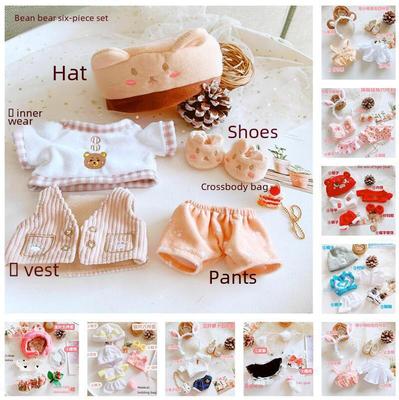 Kant-en-klare 20cm katoenen poppenset met kleding, verkleedoutfits voor beroemdhedenpoppen en hoedencollectie