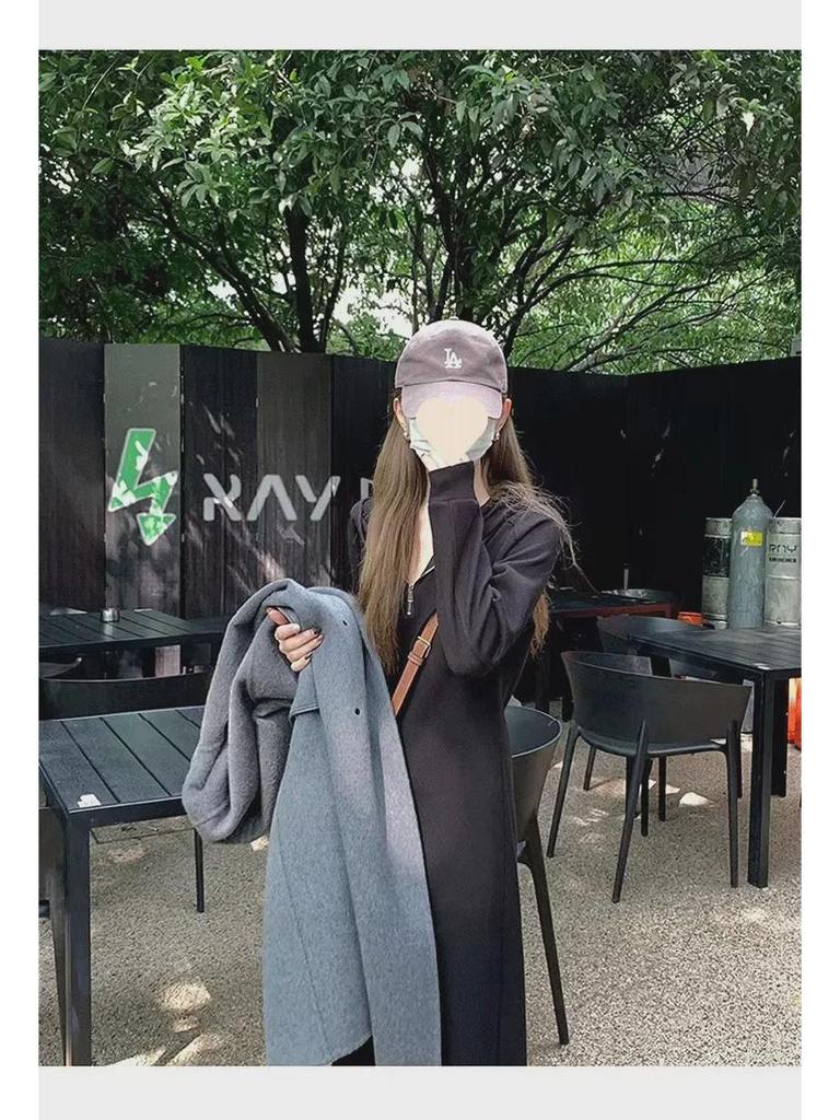2025 French-Style Women's Sweater Dress: Early Autumn Long Skirt with Coat
