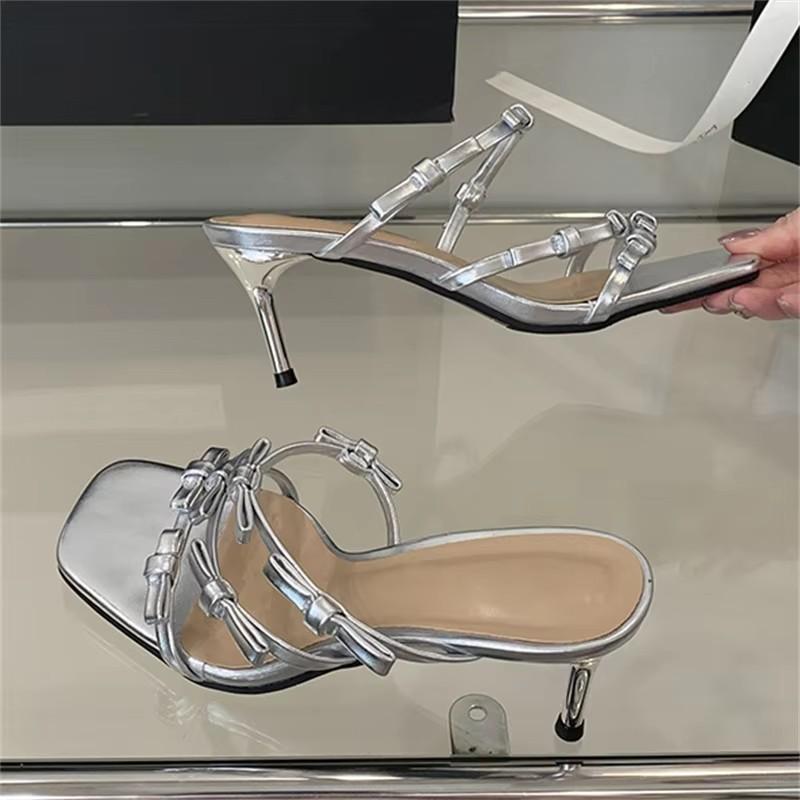 Fashion Eilyken Summer Fashion Leopard Narrow Band Woman Slippers Thin Low Heels Party Stripper Ladies Mules Slides Zapatos Mujer