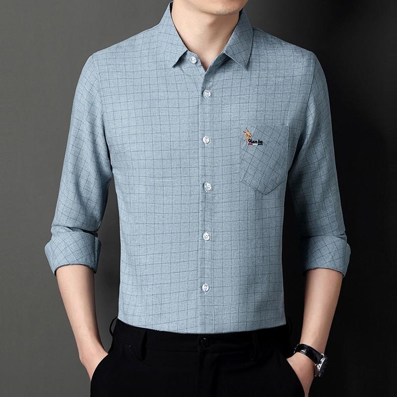 Весенняя новая рубашка для мужчин среднего возраста с квадратным воротником — фото 5