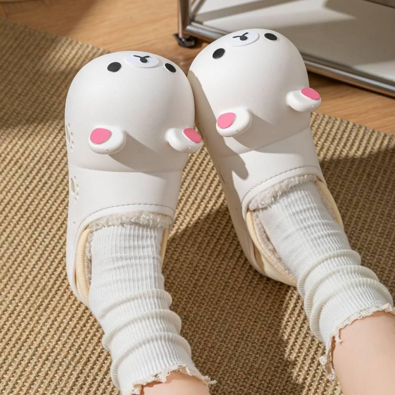 2025 Rilakkuma Cotton Slippers: Warm Winter Closed-Toe Little Bear Design for Girls