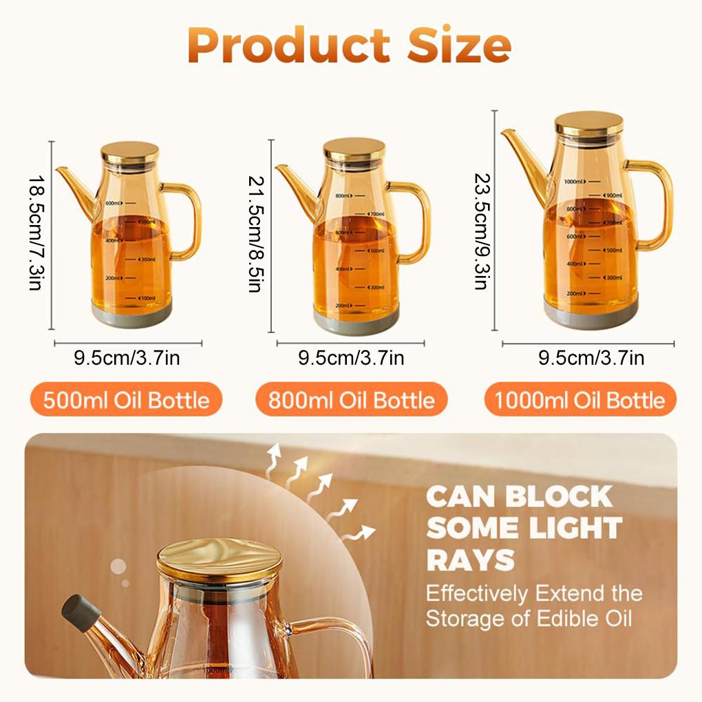 Heat-resistant Capacity Syrup With Steel Lid And Cap Oil Bottle Glass Easy-to-Clean Olive Oil Bottle Cooking Bottle