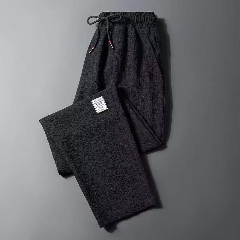 Men's Summer Ice Silk Linen Casual Nine-Point Pants - Loose, Straight, Korean Style