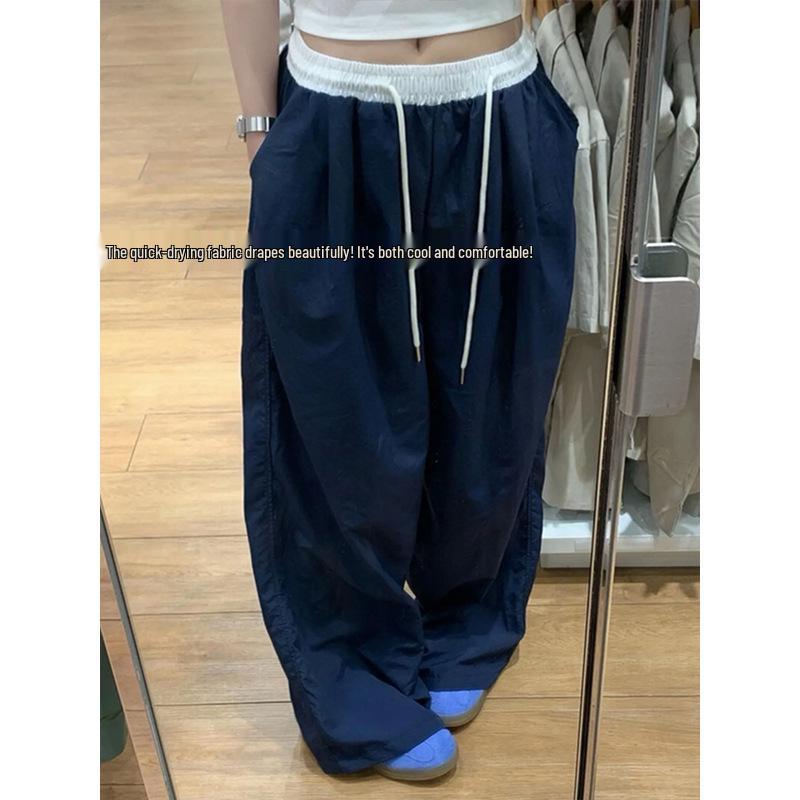 Women s Summer Quick-Dry Color Block High Waist Wide-Leg Pants 2026 3XL