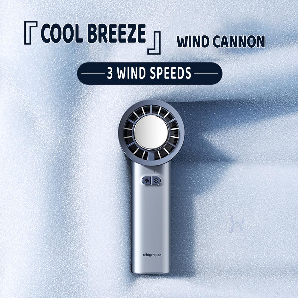 Portable Cold Compress Mini Fan 3S Fast Cooling 3-speed Wind Adjustable USB Rechargeable High-speed Handheld Turbo Fan with Hook