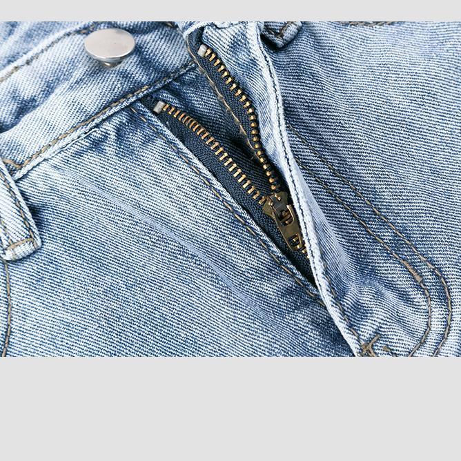 Fashionable Women's High Waisted Wide Leg Jeans Shorts with Holes for Summer