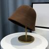 Solid Color Woolen Basin Hat Plush Bucket Hat Retro Fisherman Hat  Women