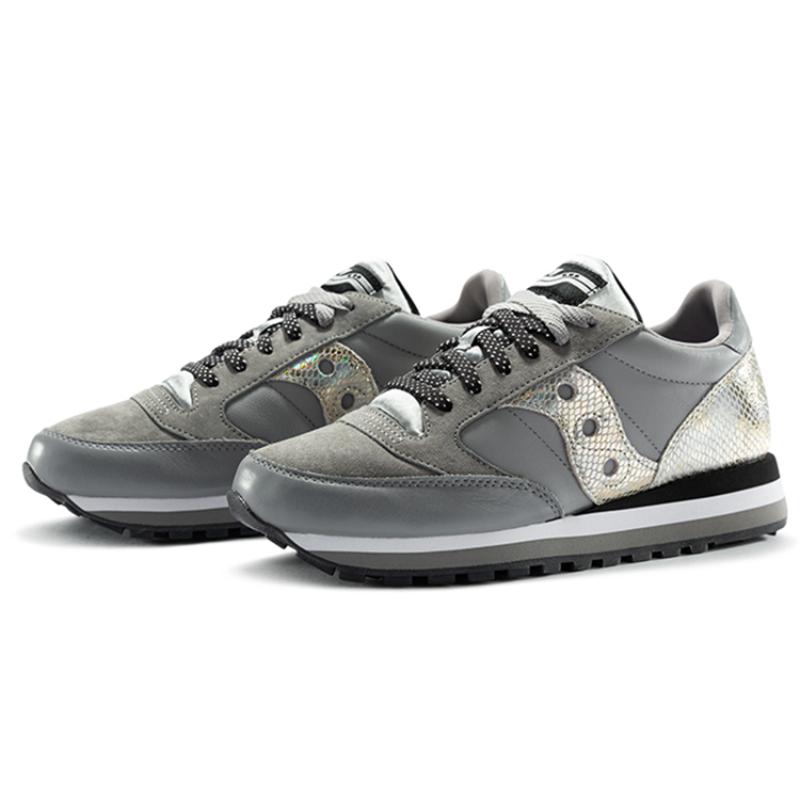 SAUCONY Jazz Dreifach-Dämpfung Rutschfest Verschleißfest Atmungsaktivität Niedrig geschnittene Laufschuhe Damen Grau Standard M Saucony S60550-3