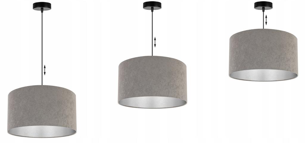 Hanging Lamp, Ceiling Chandelier, Chrome, Velvet Lampshade