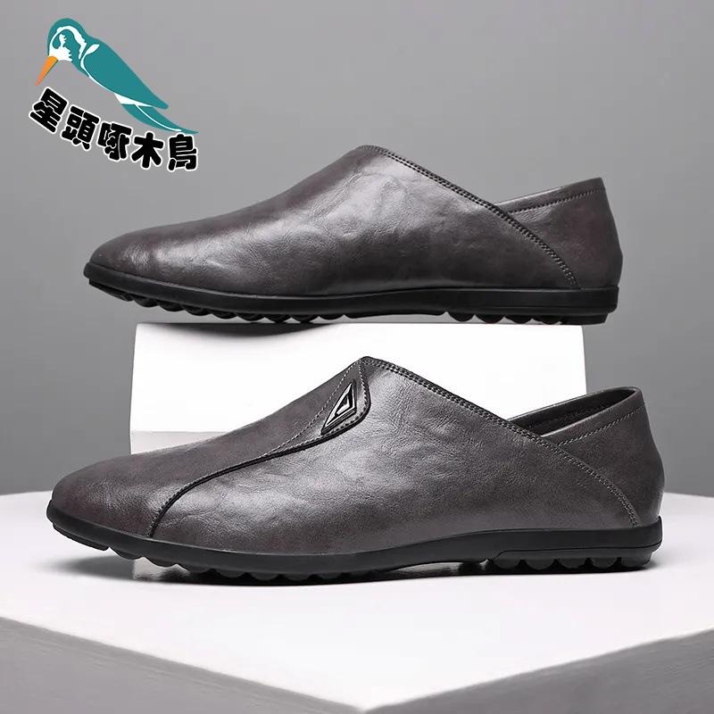 

Обувь Parmat мужская повседневная кожаная обувь мягкая кожа мягкая подошва обувь для вождения на одном педале обувь для ленивых высококачественная обувь 44