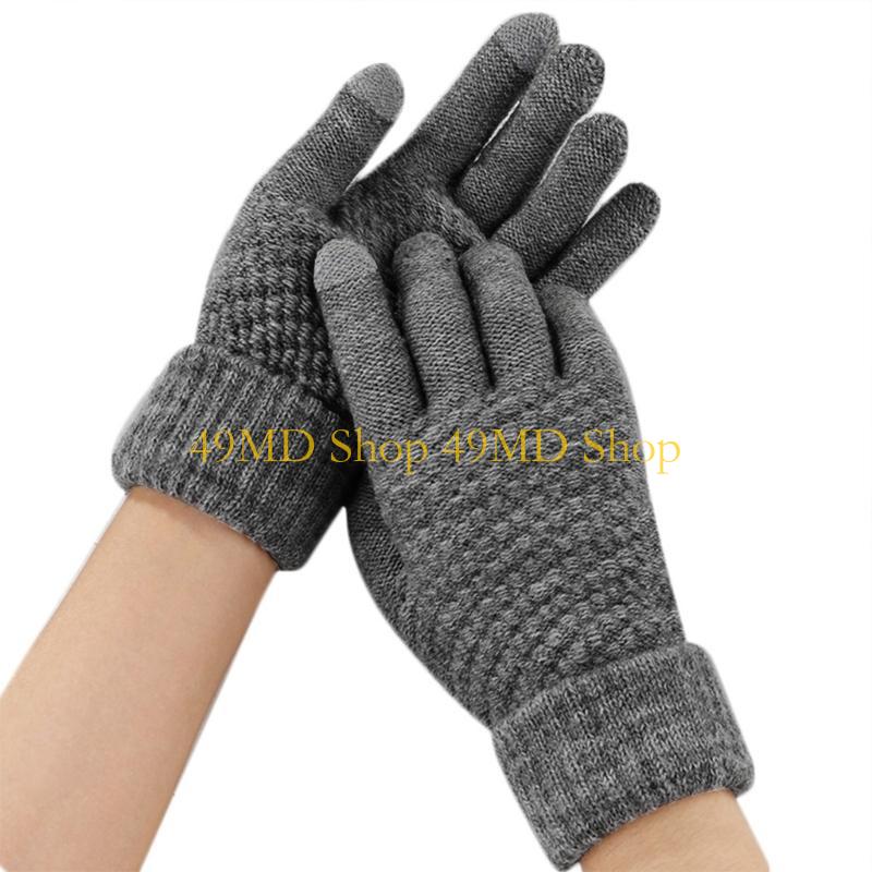 49MD Knit Touchscreen Gloves Cold Weather Warm Jacquard Full Finger Texting Mittens