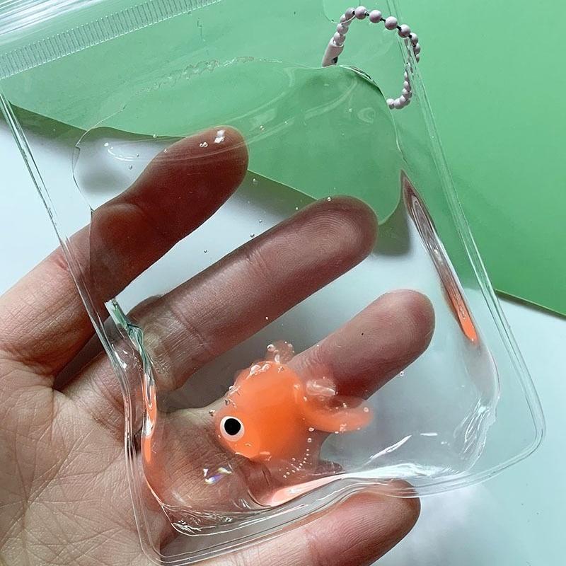 Transparent Goldfish Squeeze Toy Soft Cute Animal Fidgets Toy for Kids Adults Decompression Slow Rebound Toy for Child Best Gift