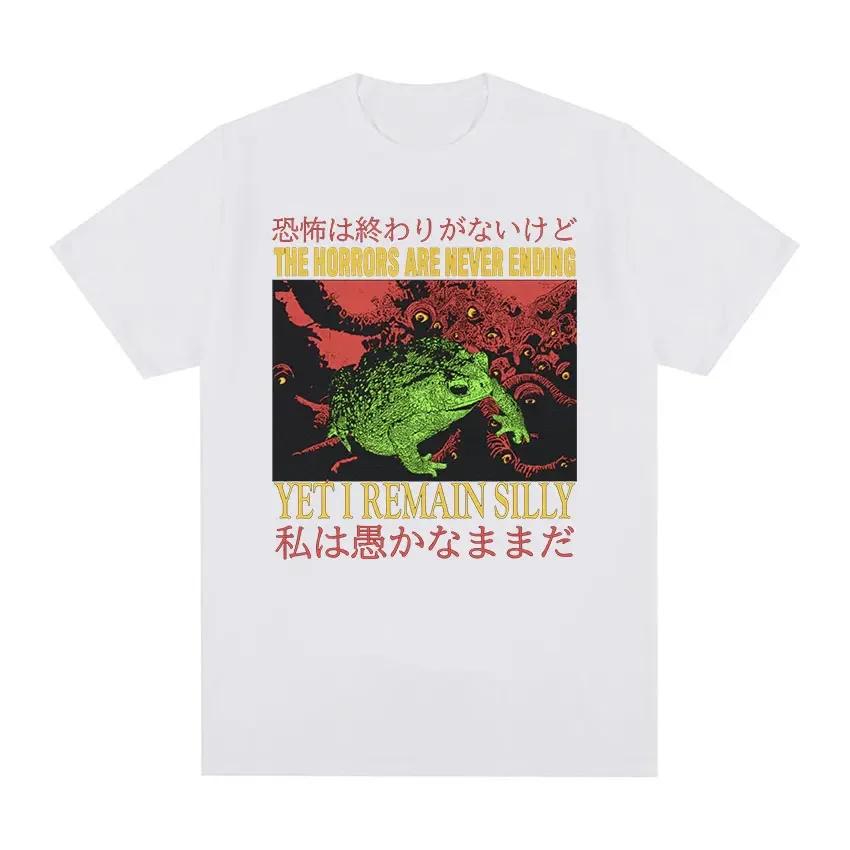 Summer Men's Frog Letter Retro Printed Round Neck T-shirt Casual Outdoor 100% Pure Cotton Street Cool Short Sleeved Plus Size