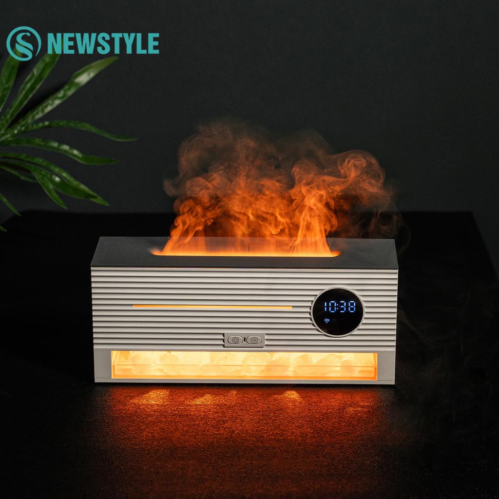 RGB plamenová noční světla s difuzérem aroma esenciálních olejů 260 ml LED displej hodin Zvlhčovač vzduchu Barevná barevná noční světla
