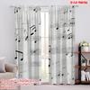 2pcs,2D Plane Printing Light Filtering Curtains Musical Melodies Versatile 100% Polyester (without Rod) All Seasons for Living