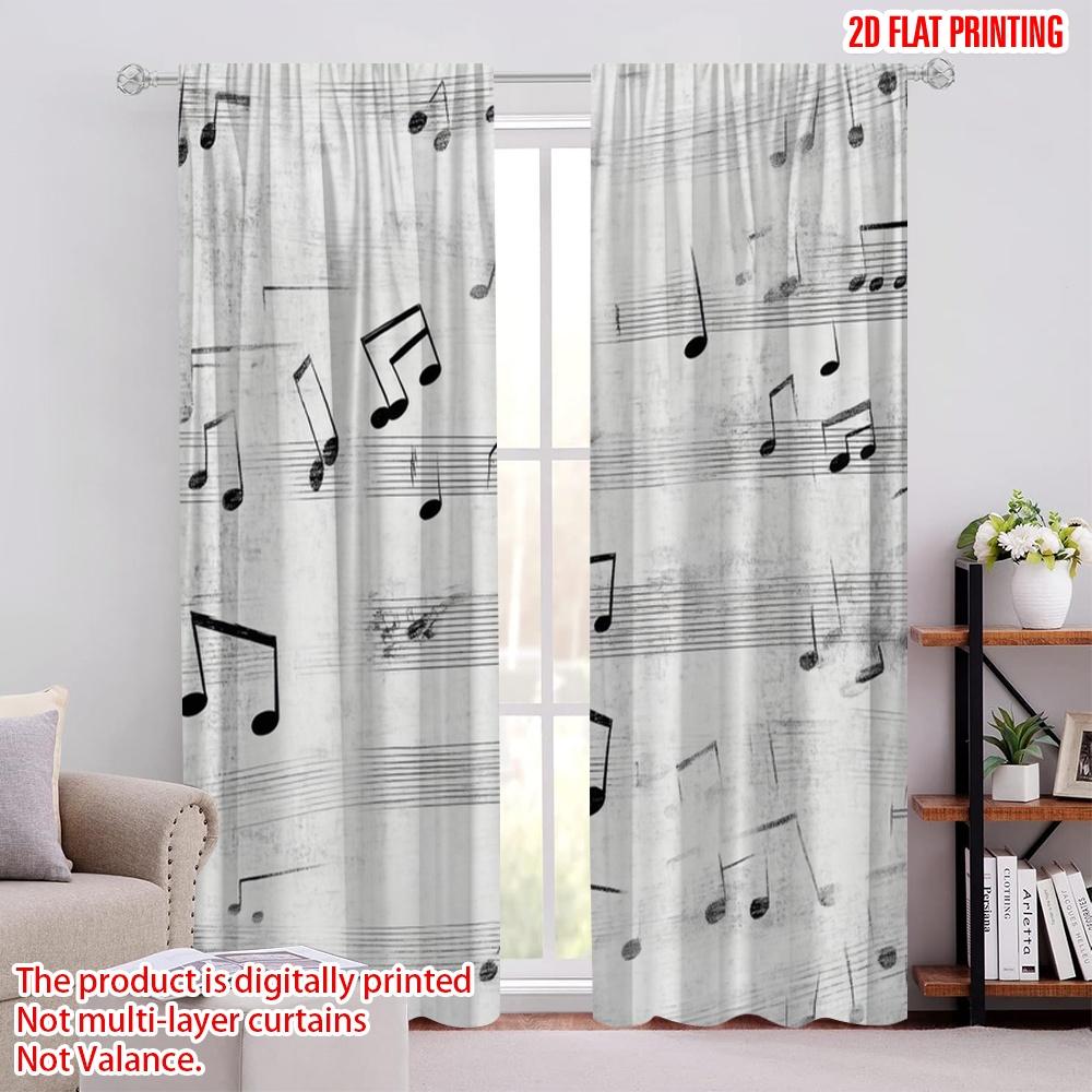 

2pcs,2D plane printing Light Filtering Curtains Musical Melodies Versatile 100% Polyester (without rod) All Seasons for Living 52.50 × 116.00 cm 2 pcs