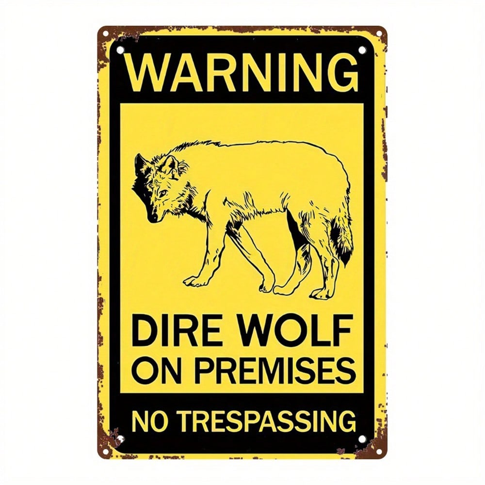 

Home Wolf Warning Sign Metal Wall Decor Vintage Rustic 8x12 Inch Dire Wolf Retro Black Yellow Sign for Living Room Garage 20x30cm