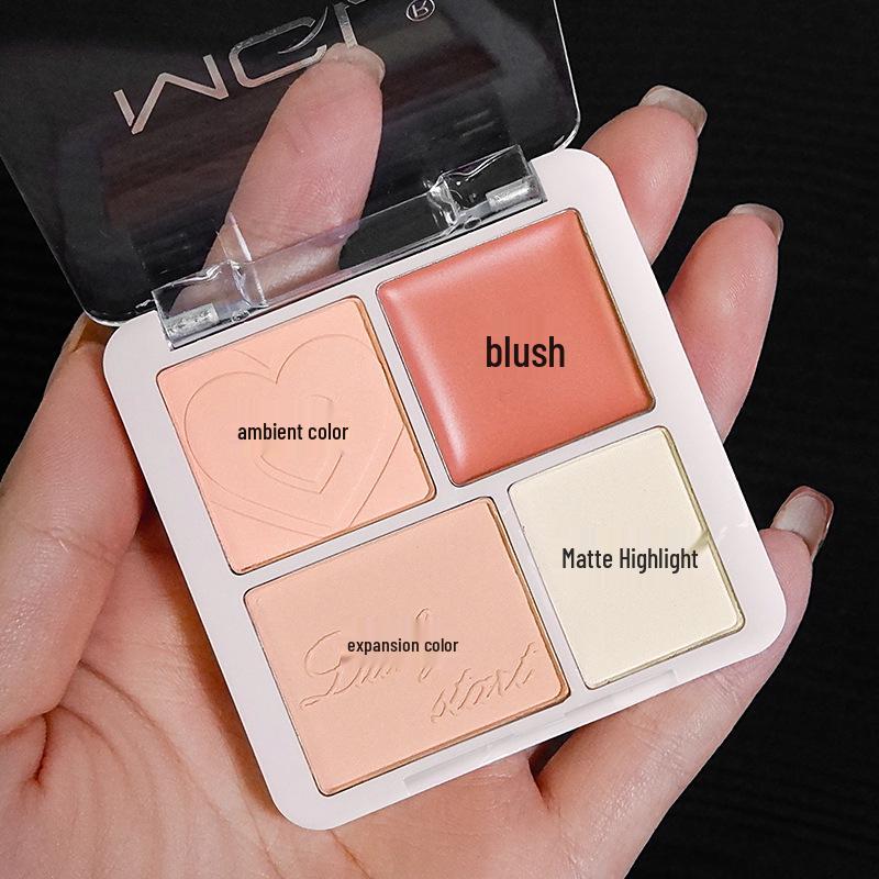 Korean Atmosphere: Four-Color Blush & Highlight Palette for Contour and Brightening