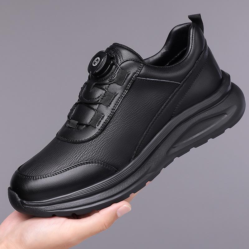 

2025 Мужские осенне-зимние спортивно-повседневные кожаные кроссовки для бега - Корейский тренд 40 чёрный