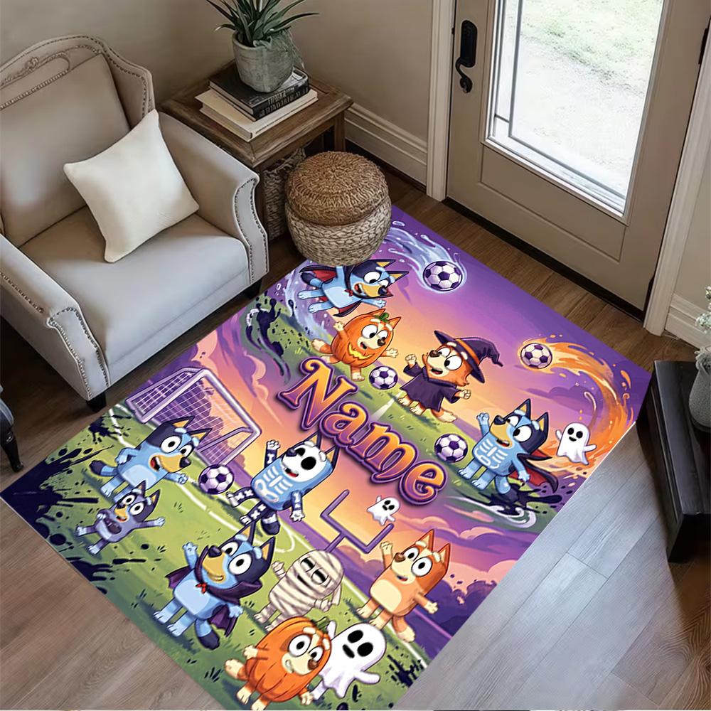 Halloween Sports Party Customize Your Name Floor Rug Office Rug Perfect for Study room Entryway Balcony Decorate room Anti-slip Rug Decorate Offices