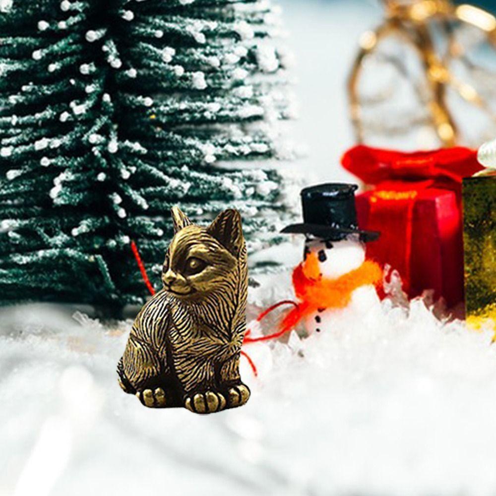 Latest Small Cat Brass Metal Statue Ornament Animal Figurines Figurine House Decoration for home decoration suitable for bedroom