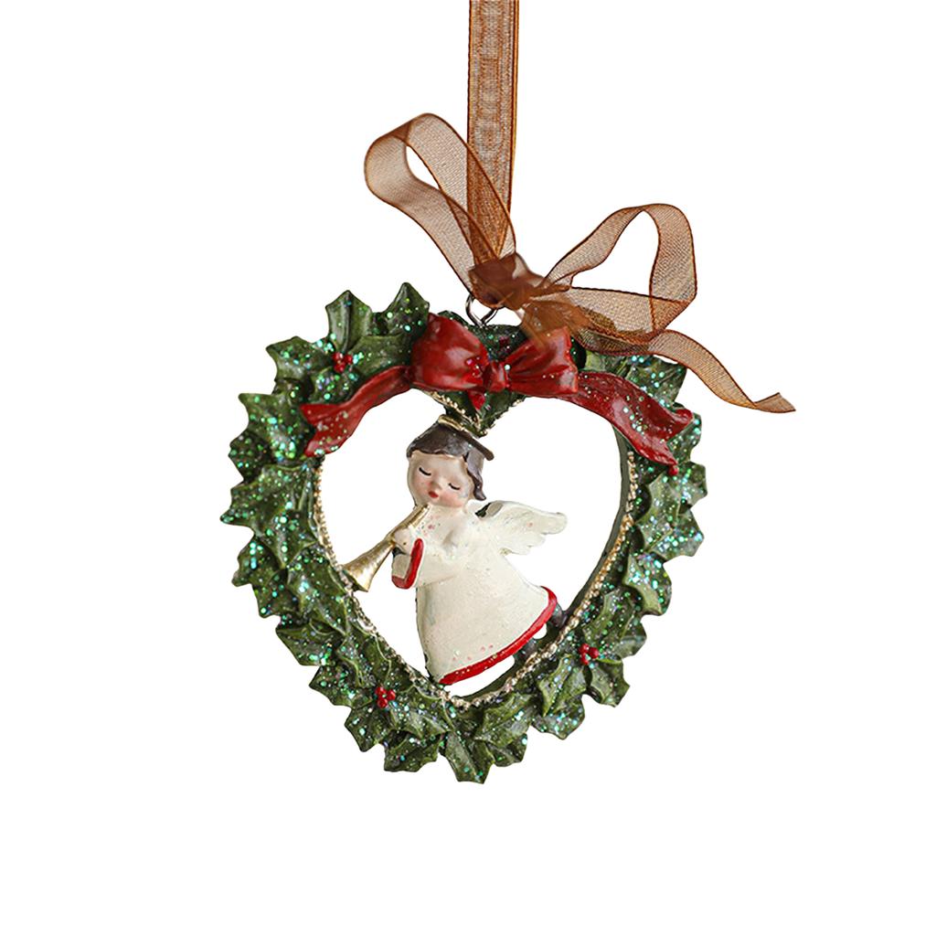 Christmas Tree Ornament Resin Hand-Painted Hanging Decor With Rope Vintage Bell Pendant For Holiday Home Party Decoration