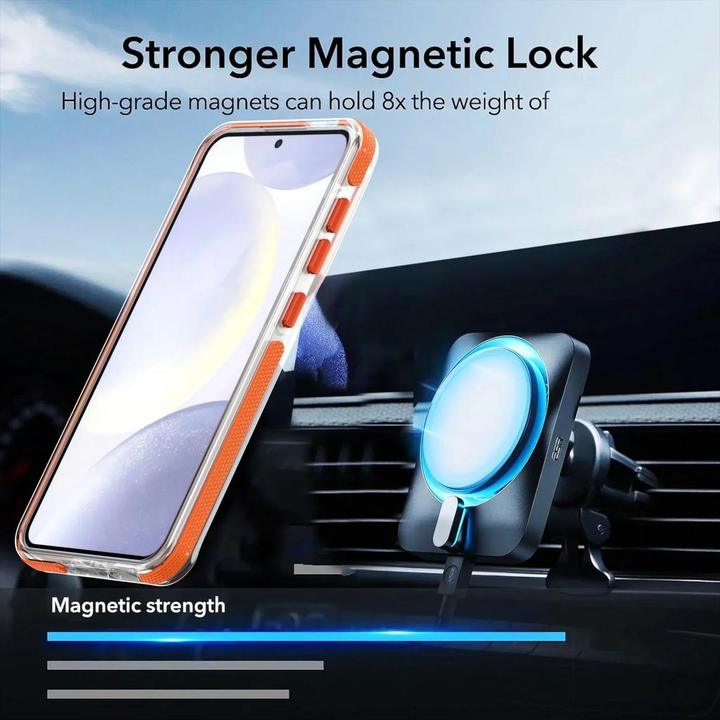 Luxury Magsafe Wireless Charge Clear Phone Case  for Samsung Galaxy S24 S23 S25 Ultra Plus Magnetic Shockproof Transparent Cover