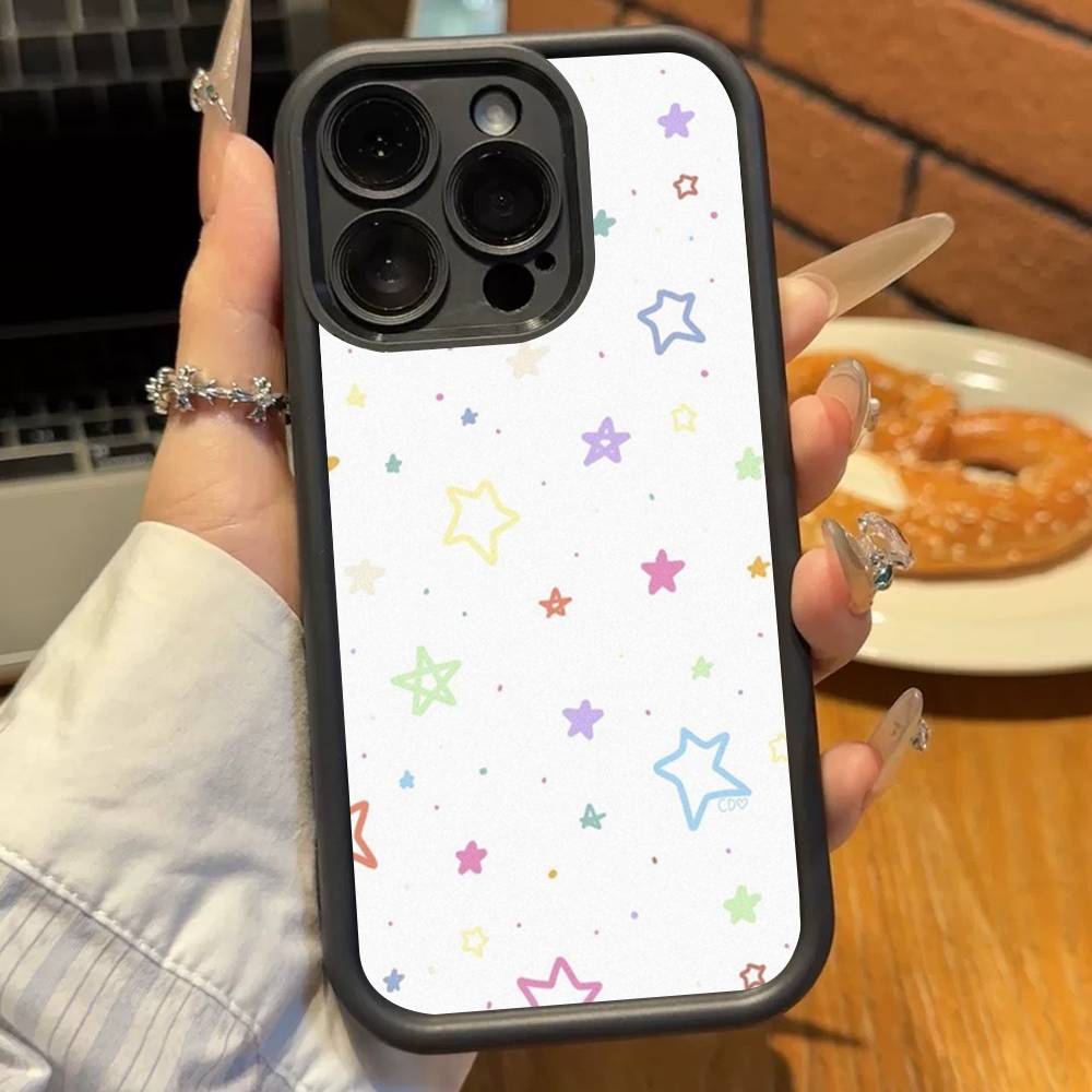 

Уникальный летний дофаминовый пятиконечный чехол для телефона iPhone 17 16 15 14 13 12 11 Pro Plus Max Мягкий ТПУ Лестница Защита объектива Мягкий чехол iPhone 13