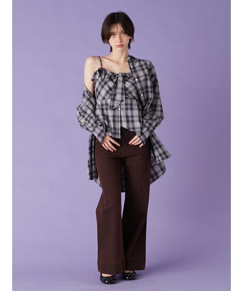 Check shirt peplum bustier LWFT255119NVYF