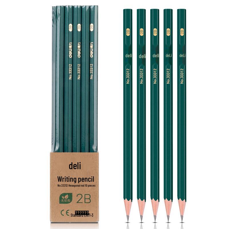 Deli 2B Green Hexagonal Wood Pencils (20-Pack)