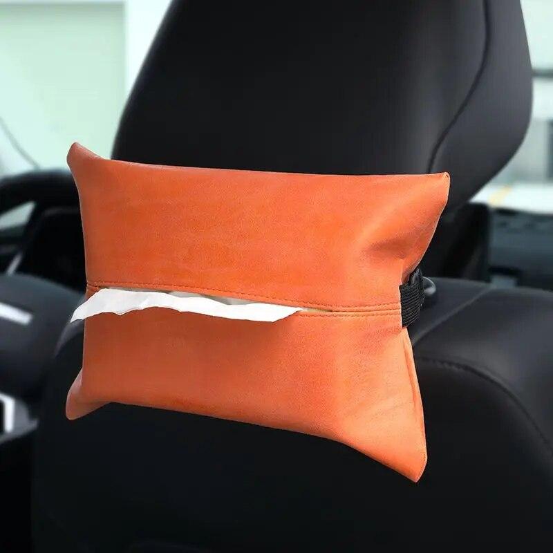 Hanging PU Leather Tissue Box Holder for Car Home Office Chic Restaurant Dining Table Napkin Dispenser Bathroom Paper Holder
