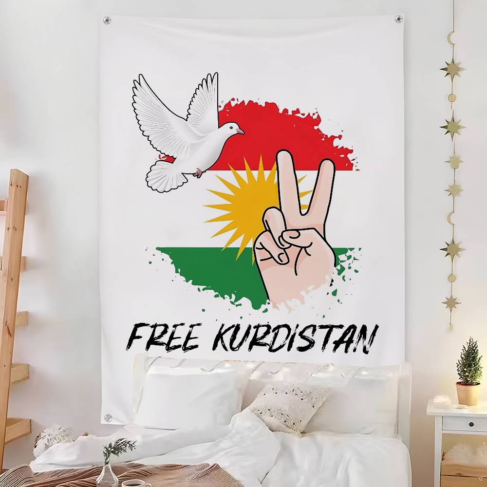 Kurdystan FLAGA Mapa Flaga Pokój Sypialnia Dom Wisząca na Ścianę na Zewnątrz Koncert Drukowany Tło Dekoracja Baner Artystyczny