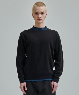 ZENSAI Z-Jacquard High-Neck Pullover Black