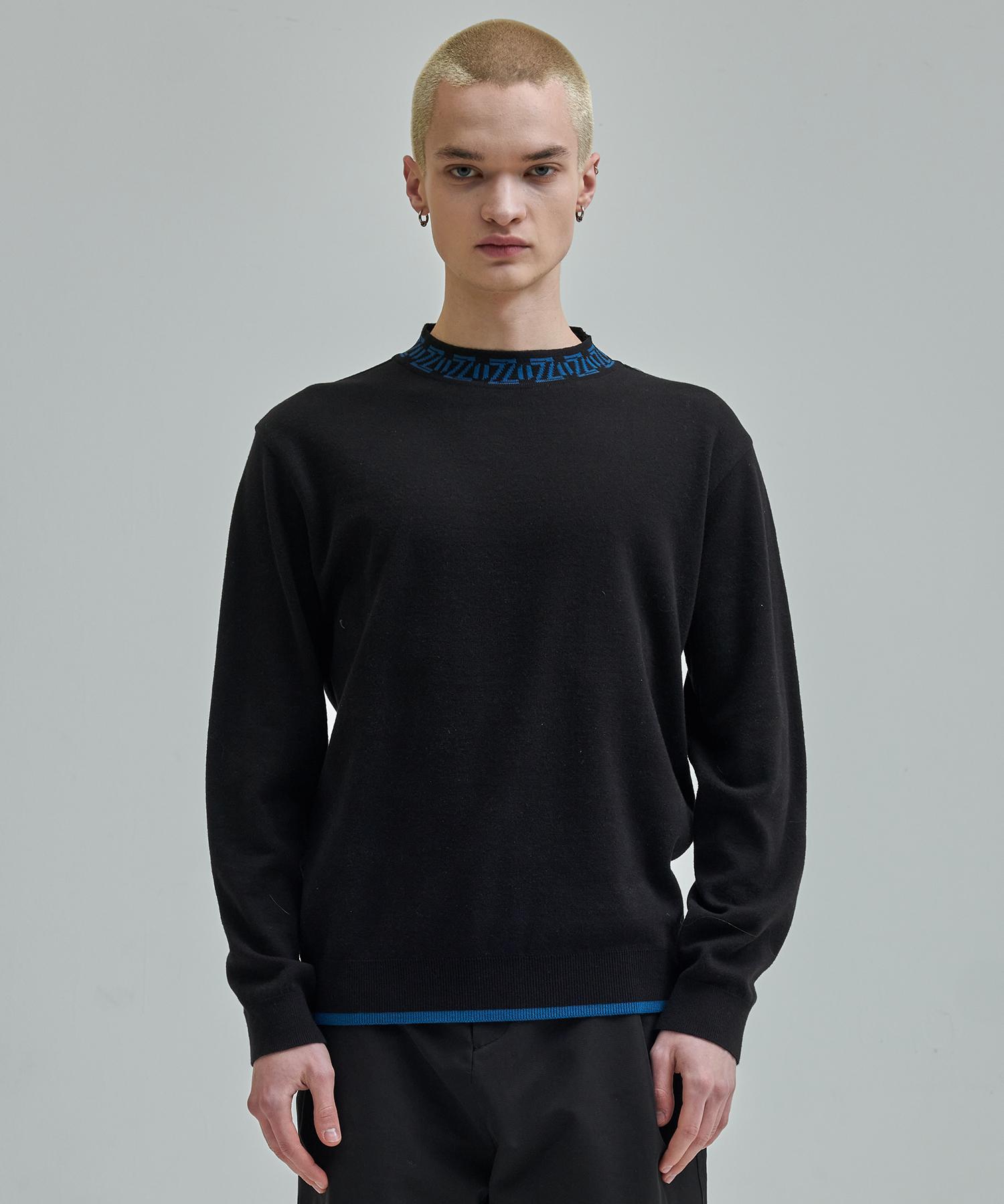 Zensai Z-Jacquard High-Neck Pullover Black Free