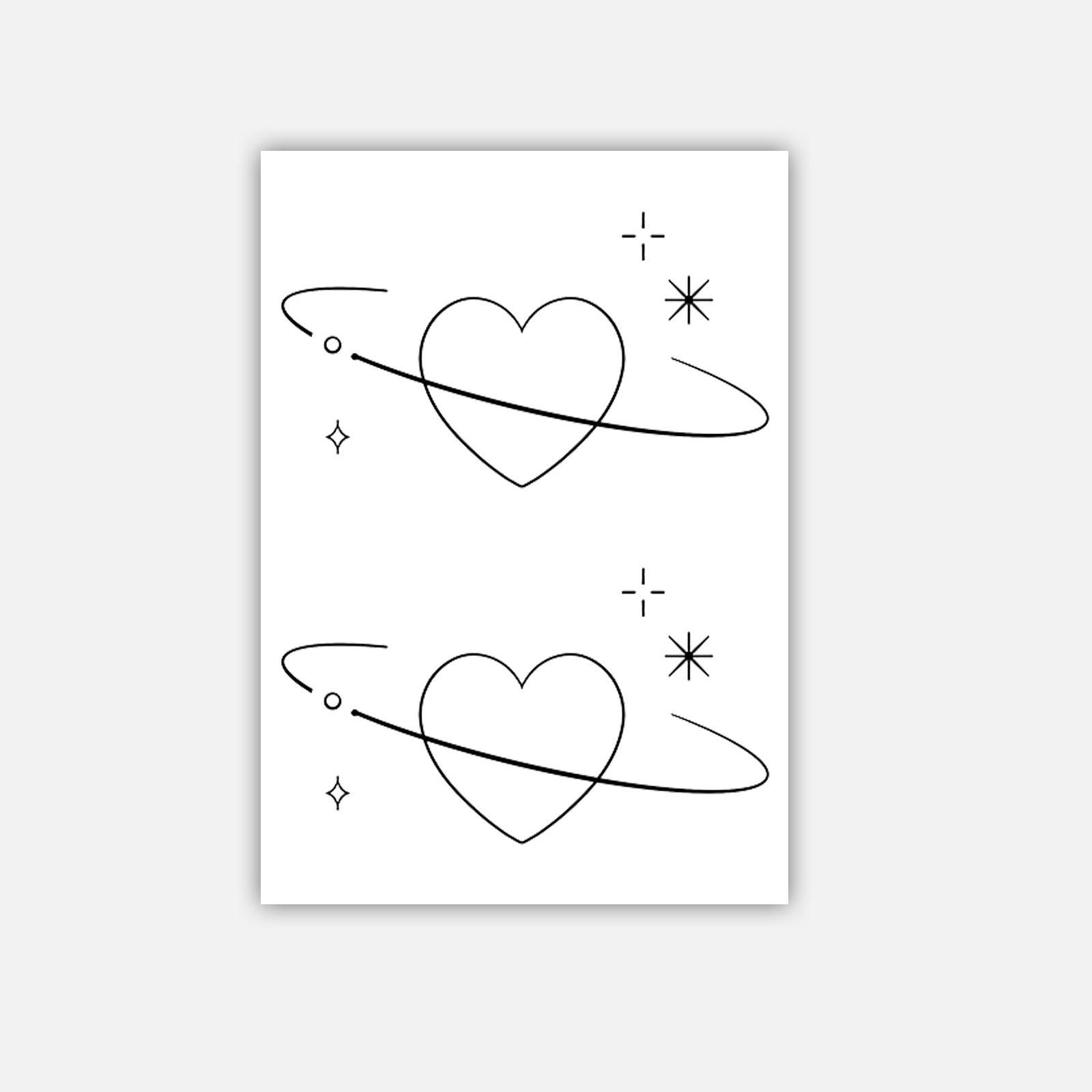 

Small Fresh Love Planet Tattoo Sticker Waterproof And Long-Lasting Collarbone Chest Niche Design Simulation Tattoo Sticker 7*9CM