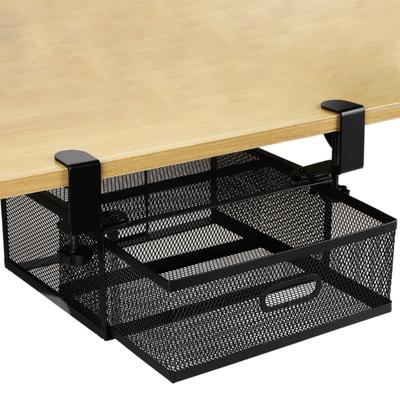 Einschiebbarer Aufbewahrungsschublade mit einer Ebene für Schreibtisch Einfache Montage Karbonstahl Design Schreibtisch-Organisationstool