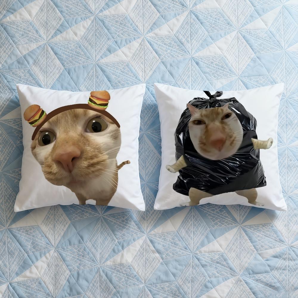 Cushion Cover Soft Case For Sofa Living Room Home Comfortable Office Decor Protective Funny Cat Pillow Covers