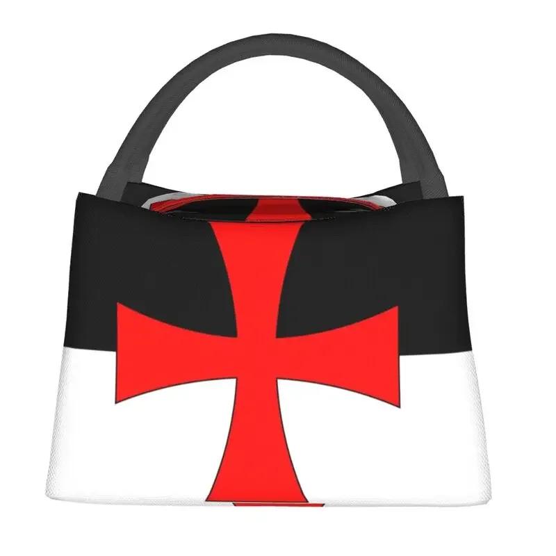 Flagge der Tempelritter Tragbare Lunchbox Kriegerkreuz Thermokühltasche Lebensmittelisoliert Lunchtasche Büro Arbeit Picknickbehälter