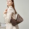 Vintage first layer vegetable tanned cowhide casual shoulder underarm bag, commuting large capacity classic leather messenger hobo bag