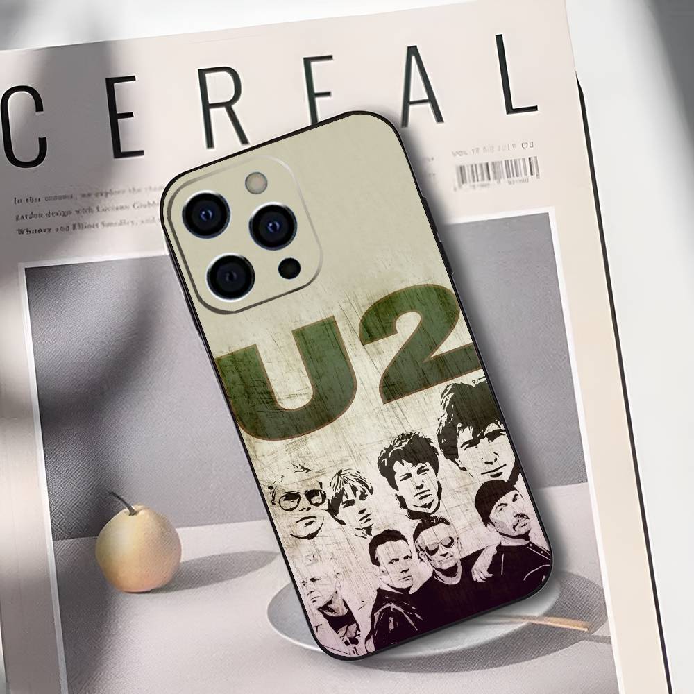 

Band U-U2 Phone Case For iPhone 17,16,15,14,13,12,11 Plus,Pro Max,XS,Soft Silicone Black Cover iPhone16pro
