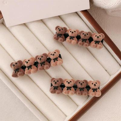 Samt Schleife Bär Haarspange - Herbst & Winter Mädchen Vielseitiges Entenschnabel-Accessoire