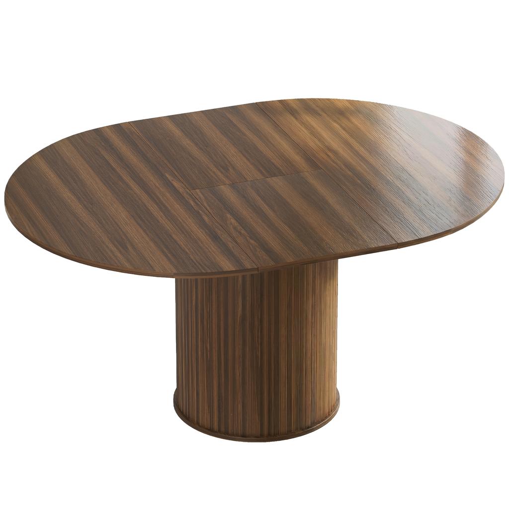 Extendable Dining Table for 6-8, 110-150 cm, Oval, Round Central Base, Walnut